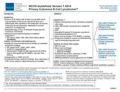 NCCN Clinical Practice Guidelines in Oncology (NCCN Guidelines®) Non-Hodgkin’s Lymphomas