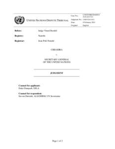 United Nations Administrative Tribunal / Law / United Nations Dispute Tribunal / Dispute resolution / Mediation