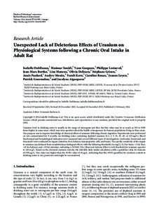 Unexpected Lack of Deleterious Effects of Uranium on Physiological Systems following a Chronic Oral Intake in Adult Rat