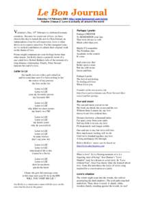 Le Bon Journal Saturday 14 February 2004 http://www.bonjournal.com/ezine/ Volume 3 Issue 2: Love is actually all around the world Valentine’s Day, 14