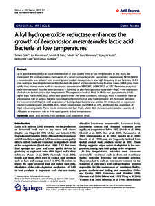 Alkyl hydroperoxide reductase enhances the growth of Leuconostoc mesenteroides lactic acid bacteria at low temperatures