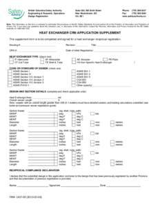 Microsoft Word - Heat Exchanger CRN Application Supplement - Reciprocal.docx