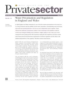Water Privatization and Regulation
in England and Wales
