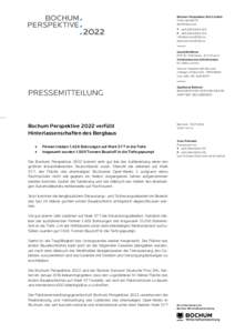 BOWE Bochum Perspektive 2022 GmbH | Basispressemitteilung