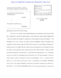 Case 1:11-cvRJS Document 135 FiledPage 1 of 13  UNITED STATES DISTRICT COURT SOUTHERN DISTRICT OF NEW YORK  USDS SDNY