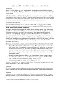 Guidance for PCCs on their duty to state that they are a registered charity Introduction Section 5 of The Charities Actunamended by the Charities Actrequires registered charities to state that they ARE reg