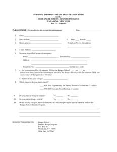 PERSONAL INFORMATION and REGISTRATION FORM