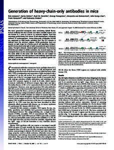 Generation of heavy-chain-only antibodies in mice Rick Janssens*, Sylvia Dekker*, Rudi W. Hendriks†, George Panayotou‡, Alexandra van Remoortere§, John Kong-a San*, Frank Grosveld*¶, and Dubravka Drabek* *Departmen