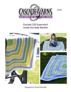 W263  Cascade 220 Superwash Inside Out Baby Blanket  Designed by Naomi Herzfeld