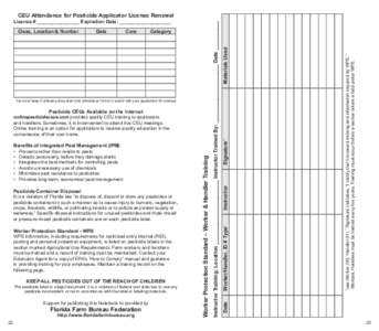 Environment / Pesticide / Worker Protection Standard / Integrated pest management / Pesticide regulation in the United States / Restricted use pesticide / Pesticides / Agriculture / Health