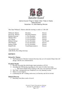 Executive Council  Central Council Tlingit & Haida Indian Tribes of Alaska Teleconference December 19, 2008 Meeting Minutes