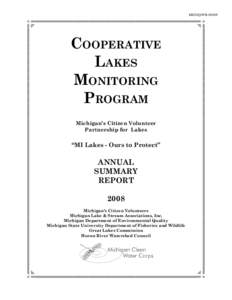 MI/DEQ/WB[removed]COOPERATIVE LAKES MONITORING PROGRAM