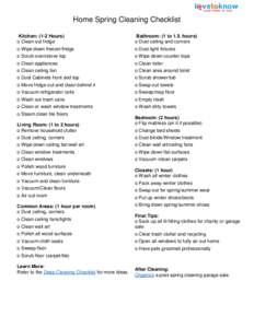 Home Spring Cleaning Checklist