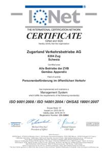 DQS / ICONTEC / AFNOR / Countries in International Organization for Standardization / NEMKO / Sirim / Vinçotte / Drechsel / ISO / Standards organizations / Quality management / Evaluation