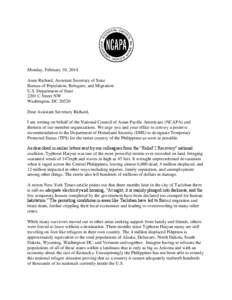 National Council of Asian Pacific Americans / Asian Pacific American Labor Alliance / Tacloban / Organization of Chinese Americans / Little Manila / Refugee / Asian people / Philippines / United States Department of Homeland Security / Asian diasporas / Political geography / Human migration