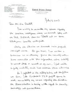 Letter from Sen. Jay Rockefeller to VP Cheney on NSA Surveillance
