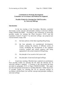 For the meeting on 28 July[removed]Paper No : CSD/GC[removed]Commission on Strategic Development Committee on Governance and Political Development