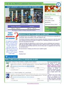A. M. Al-Refai Library Newsletter  September15, 2014 GULF UNIVERSITY FOR SCIENCE AND TECHNOLOGY