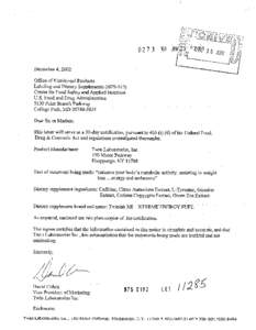 ..  December 4,2002 Office of Nutritional Products Labeling and Dietary Supplements (HFS[removed]Center for Food Safety and Applied Nutrition