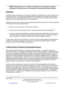 Pedagogy / Mind / Creativity / Educational psychology / Creative city / Creative class / Creative industries / Interdisciplinarity / Skill / Education / Cultural economics / Knowledge