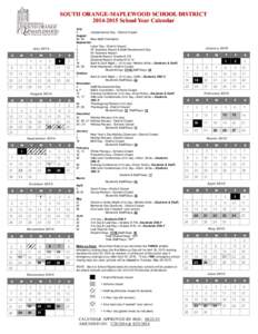 SOUTH ORANGE ORANGE--MAPLEWOOD SCHOOL DISTRICT[removed]School Year Calendar  July 2014