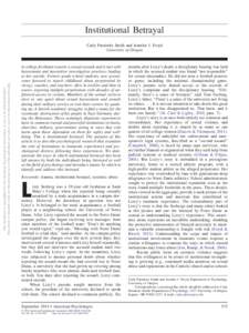 Institutional Betrayal  This document is copyrighted by the American Psychological Association or one of its allied publishers. This article is intended solely for the personal use of the individual user and is not to be