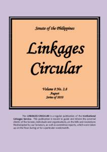 Senate of the Philippines  Linkages Circular Volume 8 No. 2.8 August