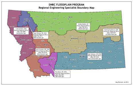 DNRC FLOODPLAIN PROGRAM Regional Engineering Specialist Boundary Map DANIELS LINCOLN  GLACIER