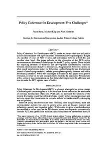 Barry_ISIATemplate[removed]:44 Page 207  Policy Coherence for Development: Five Challenges* Frank Barry, Michael King and Alan Matthews Institute for International Integration Studies, Trinity College Dublin