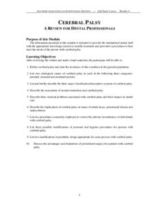 SOUTHERN ASSOCIATION OF INSTITUTIONAL DENTISTS — Self-Study Course  Module 4 CEREBRAL PALSY A REVIEW FOR DENTAL PROFESSIONALS