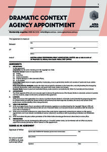 1  DRAMATIC CONTEXT AGENCY APPOINTMENT Membership enquirieswww.apraamcos.com.au