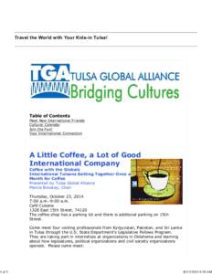 1 of 5  Travel the World with Your Kids-in Tulsa! Table of Contents Meet New International Friends