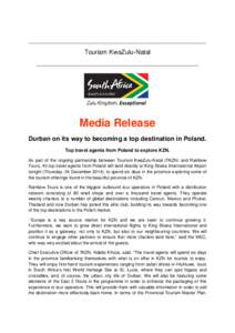 Media Release; Durban on its way to becoming a top destination in Poland