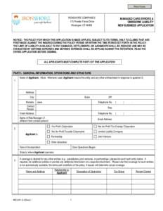 Print Form  IRONSHORE COMPANIES 175 Powder Forest Drive Weatogue, CT 06089