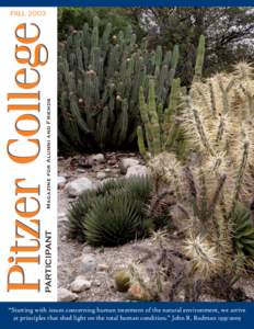 PARTICIPANT  Magazine for Alumni and Friends Pitzer College