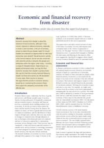 The Australian Journal of Emergency Management, Vol. 19 No. 4, November[removed]Economic and financial recovery from disaster Handmer and Hillman consider ideas of economic flows that support local prosperity