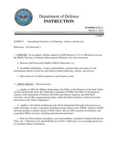 DoD Instruction[removed], March 27, 2014