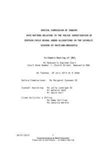 SPECIAL COMMISSION OF INQUIRY INTO MATTERS RELATING TO THE POLICE INVESTIGATION OF CERTAIN CHILD SEXUAL ABUSE ALLEGATIONS IN THE CATHOLIC DIOCESE OF MAITLAND-NEWCASTLE  In-Camera Hearing of [BI]