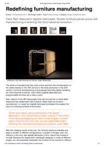 Re de fining furniture  ma nufa c turing |  De sign Inda ba Redefining furniture manufacturing Posted 11th December 2013 • By Design Indaba • Topic Product Design • Category Design Snippets in News