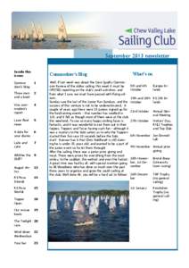 September 2013 newsletter Inside this issue: Commodore’s Blog