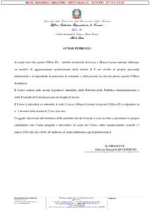 MIUR.AOOUSPLU.REGISTRO UFFICIALE(U2016  Ministero dell’Istruzione, dell’Università e della Ricerca Ufficio Scolastico Regionale per la Toscana Ufficio IX Ambito territoriale di Lucca e Massa Carrara