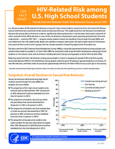 CDC FACT SHEET HIV-Related Risk among U.S. High School Students