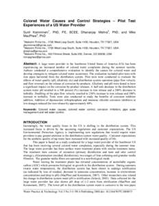 Distribution System Water Quality Management: Corrosion Control Strategies, Planning and Monitoring