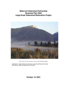 Bitterroot Watershed Partnership Business Plan 2002 Large-Scale Watershed Restoration Project Photo taken by Steve Sherman at the Lee Metcalf Wildlife Refuge Submitted to: United States Forest Service Large-Scale Watersh