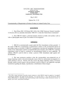 Shield laws in the United States / Cruelty to animals / Fifth Amendment to the United States Constitution / United States Constitution / United States v. Stevens / Law / Privileged communication / Branzburg v. Hayes