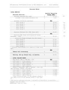 Metropolitan Telecommunications of New Hampshire, Inc.  Rate Schedule Business Rates LOCAL SERVICE