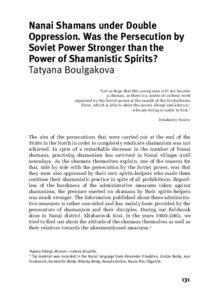 Nanai Shamans under Double Oppression. Was the Persecution by Soviet Power Stronger than the