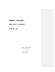 CUSTOMER SERVICE CODE URBAN WATER BUSINESSES NOVEMBER[removed]Essential Services Commission