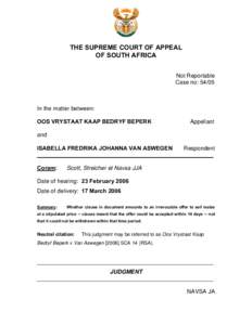 IN THE SUPREME COURT OF APPEAL OF SOUTH AFRICA
