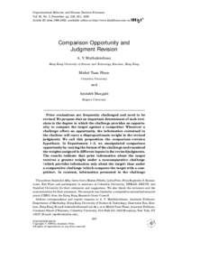 Organizational Behavior and Human Decision Processes Vol. 80, No. 3, December, pp. 228–251, 1999 Article ID obhd[removed], available online at http://www.idealibrary.com on Comparison Opportunity and Judgment Revision